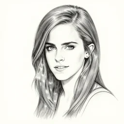 line draw black pen high detail emma watson, art style by drew struzan, james jean, joseph christian leyendecker & ernie barnes