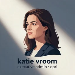 beautiful profile illustration of katie vroom, executive admin at epri