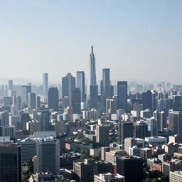 photo of distant landscape in a futuristic city from the year 3000, 4k, ray trace, ultra hd