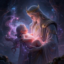a god giving birth to a new multiverse and then dissolving itself into it, in the style of wlop, illustration, epic, fantasy, hyper detailed, smooth, unreal engine, sharp focus, ray tracing