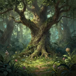 garden of the treants, concept art, trending on artstation, wlop, ross draws, digital painting, mixed media, intricate details, volumetric lighting