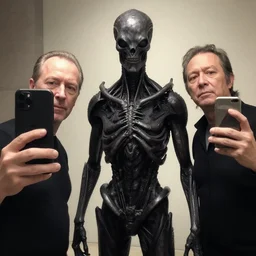 a dark humanoid, hyper detailed, in the style of h. r. giger and and h. r. giger and h. r. giger, selfie