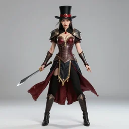 full body photo of a female magician warrior