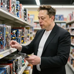 Elon Musk shopping in a toy store