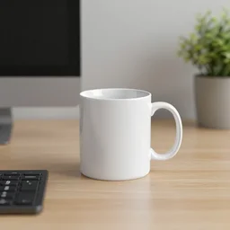 a mug on an office desk, iso 300, pentax, photorealism, octane render