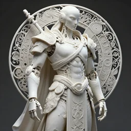 3 d octane render, ultra photorealistic, 8 k hyper detailed image unreal engine, a beautiful of a mystic esoteric robot roman samourai, organic ceramic white, on the art contemporary art, cyberpunk, alphonse mucha