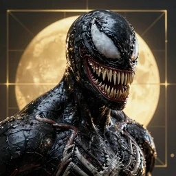 Venom portrait by Marcus Whinney Artstation, highly detailed, photorealism, concept art, rpg portrait, cinematic lighting, high contrast, depth of field, futuristic art, golden ratio, rule of thirds, surrealism Unreal engine 5