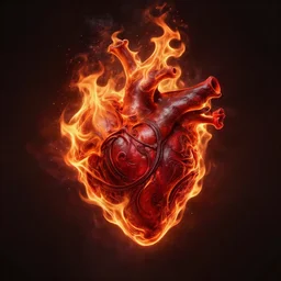 Heart in the shape of flames, hellfire, dark souls concept art, Feng Zhu concept art, dramatic lighting, trending on artstation, high-quality wallpaper, desktopography