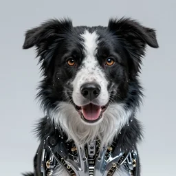 a border collie remagined as a t - 1 0 0 0, skynet, metallic, robotic, liquid mercury, from the terminator series, hyperrealist, symmetrical, intricate digital art, trending artstation, artgem, 8 k, ultra high definition