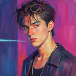 synthwave, attractive male, painting by edwin longsden long, yoji shinkawa, craig mullins