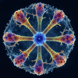 biological fractal electron microscopy colorized