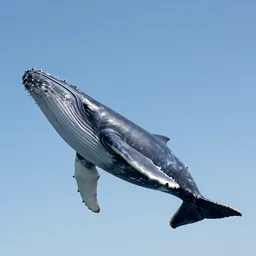 detailed, sharp, humpback whale flying in a clear sky by Anna Dittmannand, digital art. surreal. trending on artstation, HD, 8K, highly detailed, good lighting. beautiful. epic.