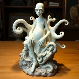 statue by matt groening and!!!!!! junji ito!!!!!! detailed, slime, bone china, glass, studio setting