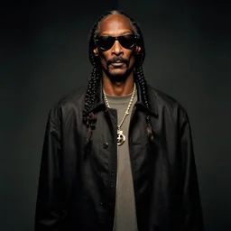 Noir film still of Snoop Dogg starring as Hamlet, split lighting, portrait photograph