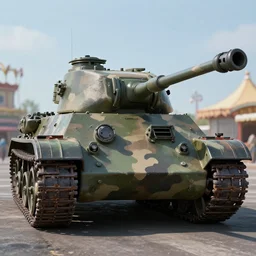 wwii tank with amusement park camouflage paint, hyperdetailed texture, beautiful octane lighting, trending on artstationhq
