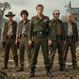 the base of the Civic Military Republic in The Walking Dead, hyperrealism, no blur, 4k resolution, ultra detailed, style of John Berkey, Norman Rockwell, Hans Thoma, Ivan Shishkin, Tyler Edlin, Thomas Kinkade