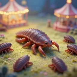 tardigrades at a microscopic carnival, beautiful, soft lighting, story book, artstation,