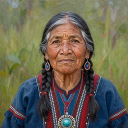 a beautiful painting of an indigenous grand-mother, highly detailed