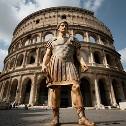 photo portrait ancient rome's julius cesar wide angle lense dramatic lighting