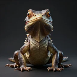 The queen in shape of lizard, realistic artstyle, wide shot, dramatic lighting, octane render, hyperrealistic, high quality, highly detailed, HD, beautiful, cinematic, 8k, unreal engine, facial accuracy, symmetrical