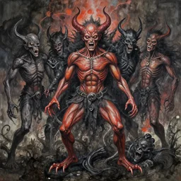 emotional movement of muscle panthers, hell creatures, ink painting, in style of thawan duchanee, high quality,