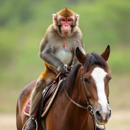 monkey riding a horse