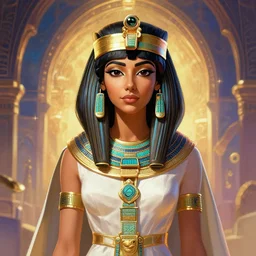portait egyptian princess haifa wehbe, centred, very long hair, hd, unreal engine, art digital painting, final fantasy style, amazing background theme