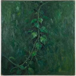 a large messy dark green vine, abstract moody surrealist painting