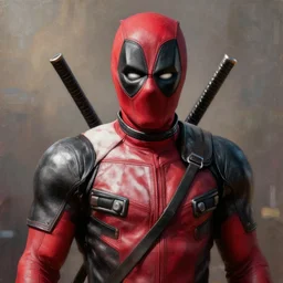 deadpool character concept in red white colors!!!, hyperrealistic, highly detailed, cinematic, volumetric sunlight, beautiful, cgssociety, artstation, 8 k, oil painting by greg rutkowski, by artgerm, by wlop
