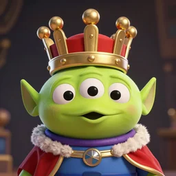 portait of a cute alien with king costume, au naturel, hyper detailed, digital art, trending in artstation, behance, deviantart, cinematic lighting, studio quality, smooth render, unreal engine 5 rendered, octane rendered, art style by pixar and dreamworks and warner bros and disney and riot