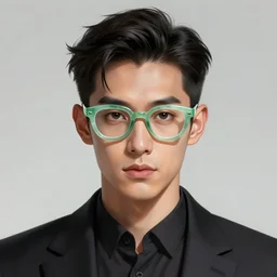 symmetrical character concept portrait, jade glasses hero, digital painting, concept art, smooth, sharp focus, illustration, artgerm