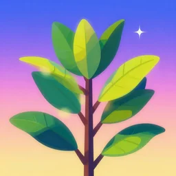 a closeup of a plant in retro colors, synthwave style, 2 d digital vector art