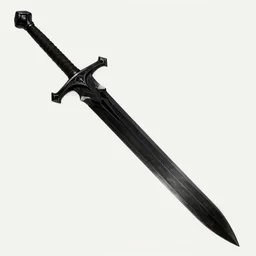 an evil black sword on a blank background. diagonal composition ( concept art, magic the gathering illustration )