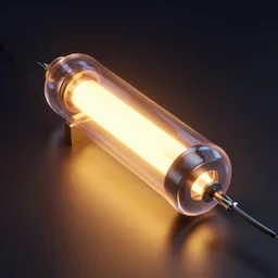 Product shot of a glowing electron tube by Craig mullins, volumetric light, artstation, , octane render, redshift render,