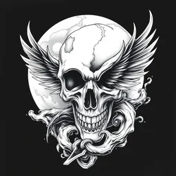 tattoo flash art, black and white, by greg rutkowski