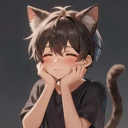character portrait of a blushing emo boy with cat ears and tail looking very very embarrassed!, fantasy painting, concept art, global illumination, tankoban, 4 k, fantasy painting, hyper detailed, pixar animation style, 8 k, studio light, award winning, by artgerm, sylvain sarrailh, rossdraws, wlop, beautiful!.