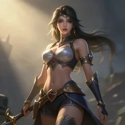 Luna from Dota 2, beautiful woman, 3 render, octane, rim light, crespuscular rays