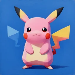 neural painting of a pink pikachu on a blue background by john chamberlain, cgsociety, generative art, sketchfab, angular, cubism