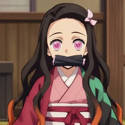 emma watson as nezuko Kamado from demon slayer anime ねずこ  nezuko from demon slayer anime ねずこ  nezuko from demon slayer anime ねずこ wearing kimono wrapped mouth by artgem by greg rutkowski trending on artstation