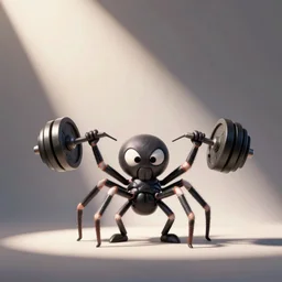 spider lifting weights cartoon