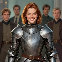 gordon freeman as an attractive young smiling woman dressed as a knight, hd shot, digital portrait, beautiful, artstation, comic style, by artgerm, guy denning, jakub rozalski and charlie bowater