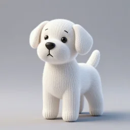 White knitted dog, volumetric light
