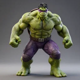 professional render of hulk leonardo from teenage mutant ninja turtles!! studio lighting, very detailed, unreal engine, hight quality render!!!!, professional lighting, good composition, rule of thirds, winning award render, realistic, render hulk leonardo from ninja turtles, hot toys, full render shot