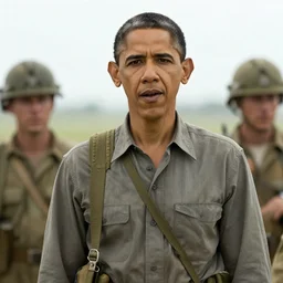 Movie still of Barack Obama in Saving Private Ryan