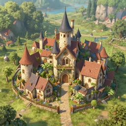 photo of a small cozy fantasy town
