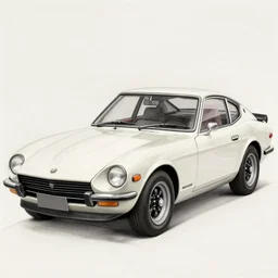 detailed sketch of a 1970 Datsun 240Z car