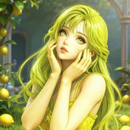 the portrait of a sensual lemon that resembles an absurdly beautiful, graceful, elegant gravure idol covering herself looking up, an ultrafine hyperdetailed photograph by kim jung gi, irakli nadar, intricate linework, bright colors, octopath traveler, final fantasy, unreal engine 5 highly rendered, global illumination, radiant light, detailed and intricate environment