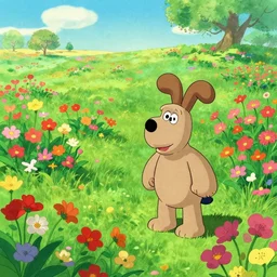 flower field in Wallace & Gromit