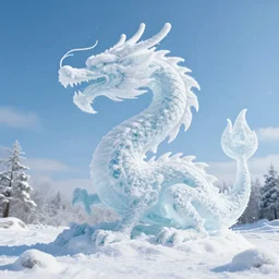 a dragon made of snow and ice