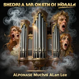 hyperrealist portrait of a screaming pipe organ made of smoke by jeremy mann and alphonse mucha and alan lee, fantasy art, photo realistic, dynamic lighting, artstation, poster, volumetric lighting, very detailed faces, award winning